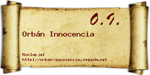 Orbán Innocencia névjegykártya